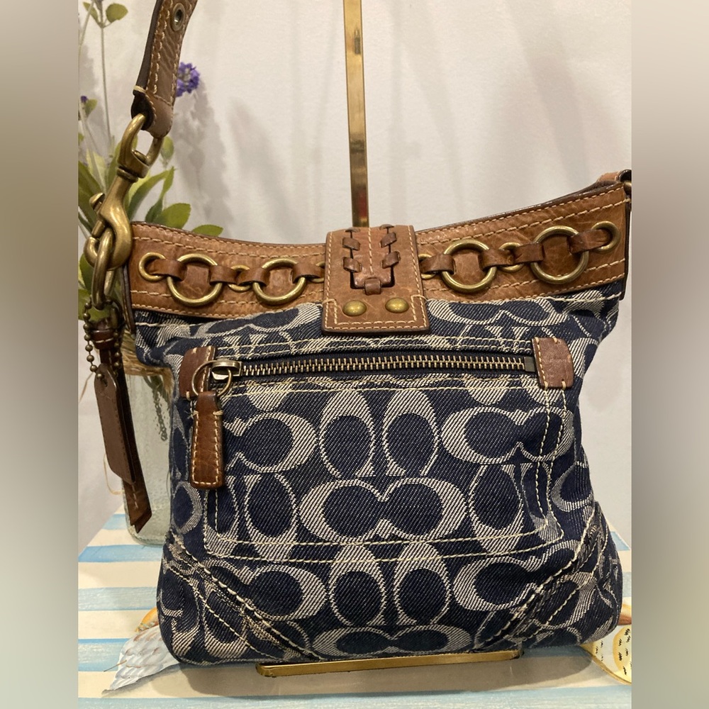 Authentic Coach Signature Denim Patchwork Hobo Bag - image 6